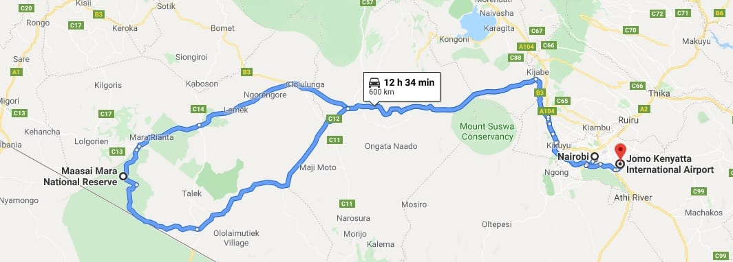 Nairoboi Maasair Maara 3nights 4 Days Map 